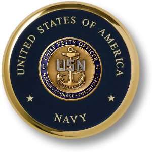 Navy Chief Petty Officer Brass Coaster