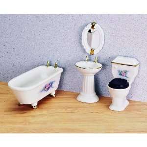  Modern Porcelain Bathroom Dollhouse Miniature Set Toys 