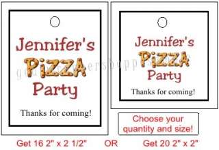 16 or 20 PIZZA PARTY Birthday Favor Goody Bag Tags  