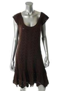 FAMOUS CATALOG Moda Brown Casual Dress Crochet Sale M  