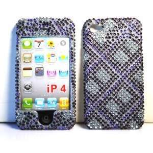  Purple with Silver Cross Checker Plaid Apple iPhone 4 