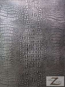 FAUX LEATHER/VINYL FABRIC SILVER/BLK UNDERTONE ALLIGATOR PATTERN ONLY 
