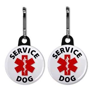  SERVICE DOG Medical Alert 2 Pack 1 Zipper Pull Charms 