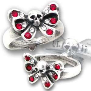  Bow Belles with Skulls and Red Cubic Zirconia   Size 8 