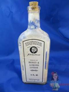 Vintage Glass Watkins Honey Almond Lotion Bottle 11 Oz  