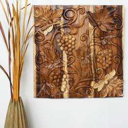 Livos Plant Oil Wood Grapes Carved Wall Panel (Thailand)   