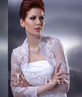 White/Ivory Wedding Long Sleeve Lace Wrap Jacket,MJ05  