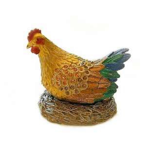 24K Golden Egg Chicken Box Swarovski Crystals Jewelry, Trinket or Pill 
