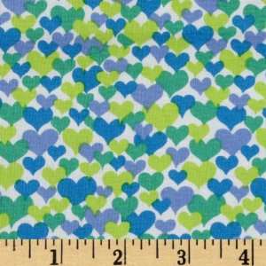   Hearts Lime/Violet Fabric By The Yard Arts, Crafts & Sewing