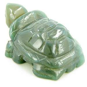  Good Luck Talisman Lucky Turtle Green Agate Carving 