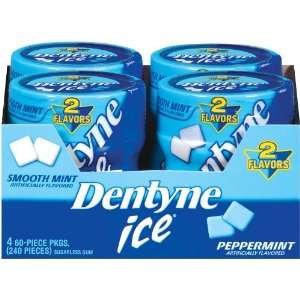 Dentyne Gum, Smooth Mint and Peppermint, 60 Count Bottles (Pack of 4 