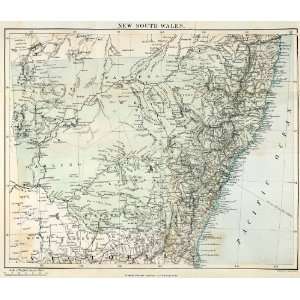  1879 Lithograph New South Wales Australia Warrego Map Art 