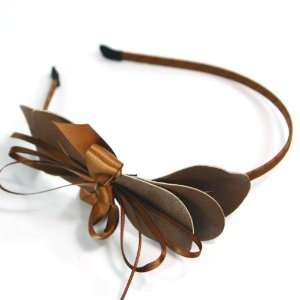  (Dark Brown) Elegant Girl PU Leather Butterfly with Ribbon 