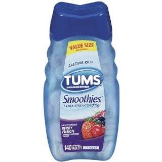 Tums Smoothies Assorted Tropical Fruit, 60 Chewable Tablets, (Pack of 