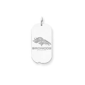 Sterling Silver Denver Broncos Lg Dog Tag W/Horsehead and Name Charm 1 