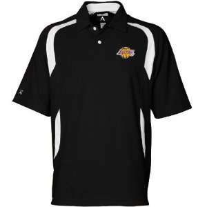 Antigua Los Angeles Lakers Black Conquer Short Sleeve Polo 