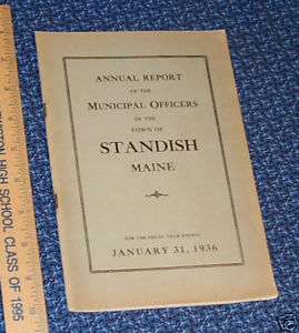 1936 Annual Report   Standish Maine   History Economics  