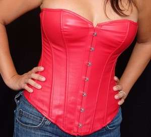 RED FAUX LEATHER CORSET BUSTIER SMALL/MEDIUM/LARGE/XL  
