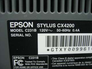 Epson C231B Stylus CX4200 InkJet All In One Printer USB MFP  