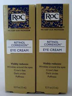 TWO Roc Retinol Correxion Eye Cream .5 fl oz each. Wrinkles, crows 