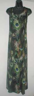   peacock feathers sleeveless no iron trvl fabric dress S,M,L,XL,2X3X