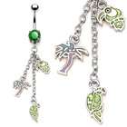 Body Accentz™ Belly Button Ring Navel Palm Tree Parrot Body Jewelry 