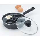  Nonstick 4 cup Egg Poacher Fry Pan with Glass Lid