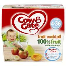 Cow And Gate 4 Month+ Fruit Cocktail Pots 4 X 100G   Groceries   Tesco 