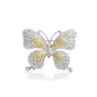   Sterling Silver Two Tone CZ Pave Butterfly Pin Brooch [Jewelry