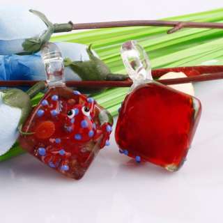 RED SQUARE FROG GLASS PENDANT CHARM BEAD FIT NECKLACE  