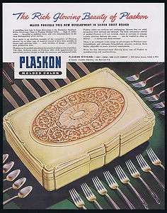 1946 Plaskon Marshall White Silverware Chest Print Ad  