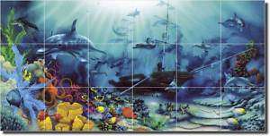 Miller Tropical Undersea Dolphin Art Ceramic Tile Mural  