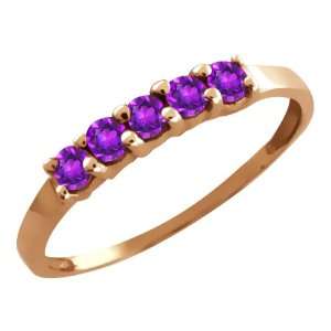  0.30 Ct Round Purple Amethyst 18k Rose Gold Ring Jewelry