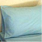   Thread Count 100% Egyptian Cotton STRIPED Aqua Blue Queen Flat Sheet