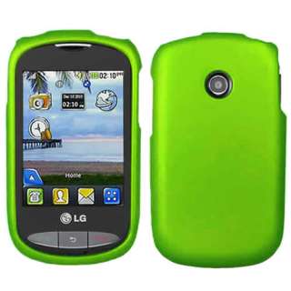 Tracfone LG 800G Net10 Green Rubberized Hard Case Cover +Screen 