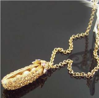 G4062 Gold Plated SWAROVSKI CRYSTAL Pearl Pea necklace  