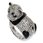 Jewelry Adviser rings Sterling Silver Enameled CZ Panda Ring Size 7