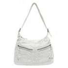 Bueno Womens Shoulder Handbag Double Zipper Pockets White