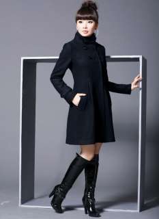 Womens Fashion Wool Cashmere Winter Noble Long TRENCH Coat 4 Color 