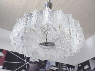 60s austrian glass block Crystal 12 lights Chandelier by J.T. KALMAR 