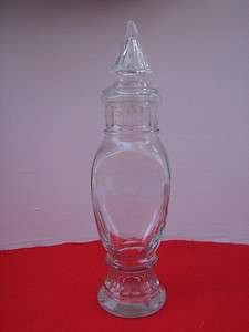 Vintage Old Decanter Bottle Clear Glass Marked with a W on bottom B 28 