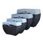 Lukasian House Set of 4 Matte Black Curved Maize Baskets w/ Blue and 