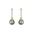   cultured tahitian pearl drop earrings 14k yellow gold 0