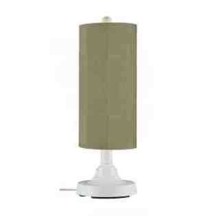   15 in. Coronado Table Lamp in White with Basil Linen Shade Cylinder