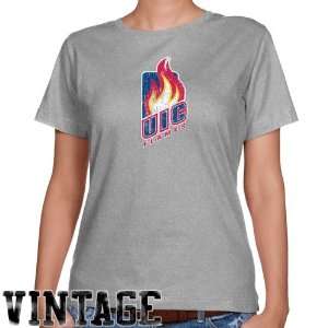  NCAA UIC Flames Ladies Ash Distressed Logo Vintage Classic 