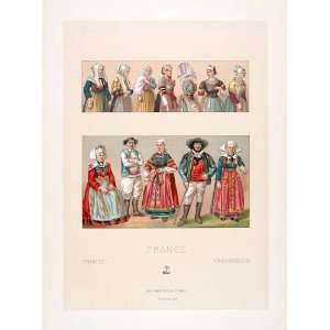 1888 Chromolithograph Costume Folk Breton Brittany 19th Century 