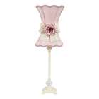   Ivory with Pink Scalloped Hourglass Shade and Ivory Bow with Pink Rose