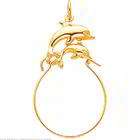 FindingKing 10K Yellow Gold Double Dolphin Charm Holder