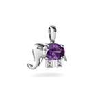 Jewels For Me Oval Cut 14K White Gold Amethyst Elephant Pendant