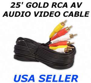 25 FT 3 RCA (L + R + V) Composite AV Audio Video Cable Gold Plated 